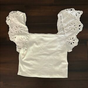 Industry White Eyelet Sleeve Women's Top